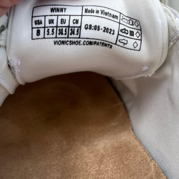 Vionic Oxford Sneakers Womens 8 Medium Winny White Nappa Leather In Box - Picture 8 of 8